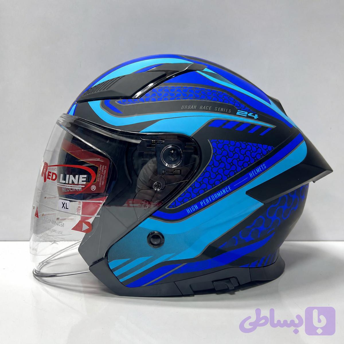 کلاه کاسکت بدون فک ردلاین Redline کد 965 مشکی آبی — تصویر 1