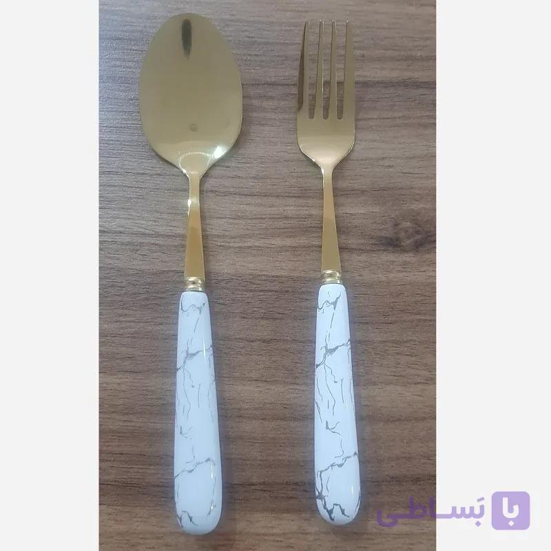 قاشق چنگال طلایی ماربل