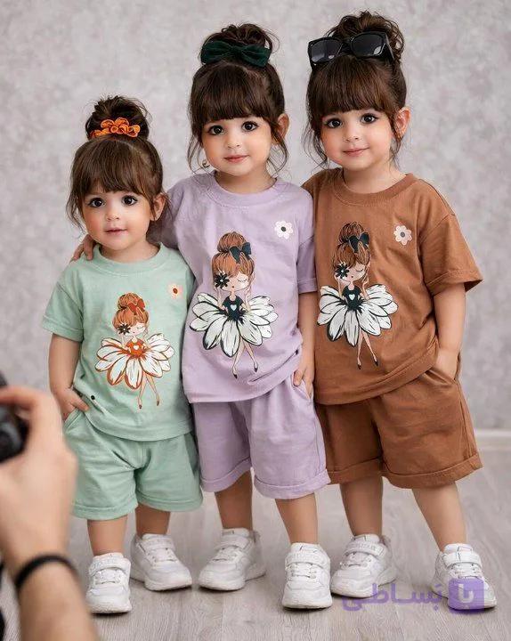تیشرت شلوارک بچگانه گل 35/40 کد 1116