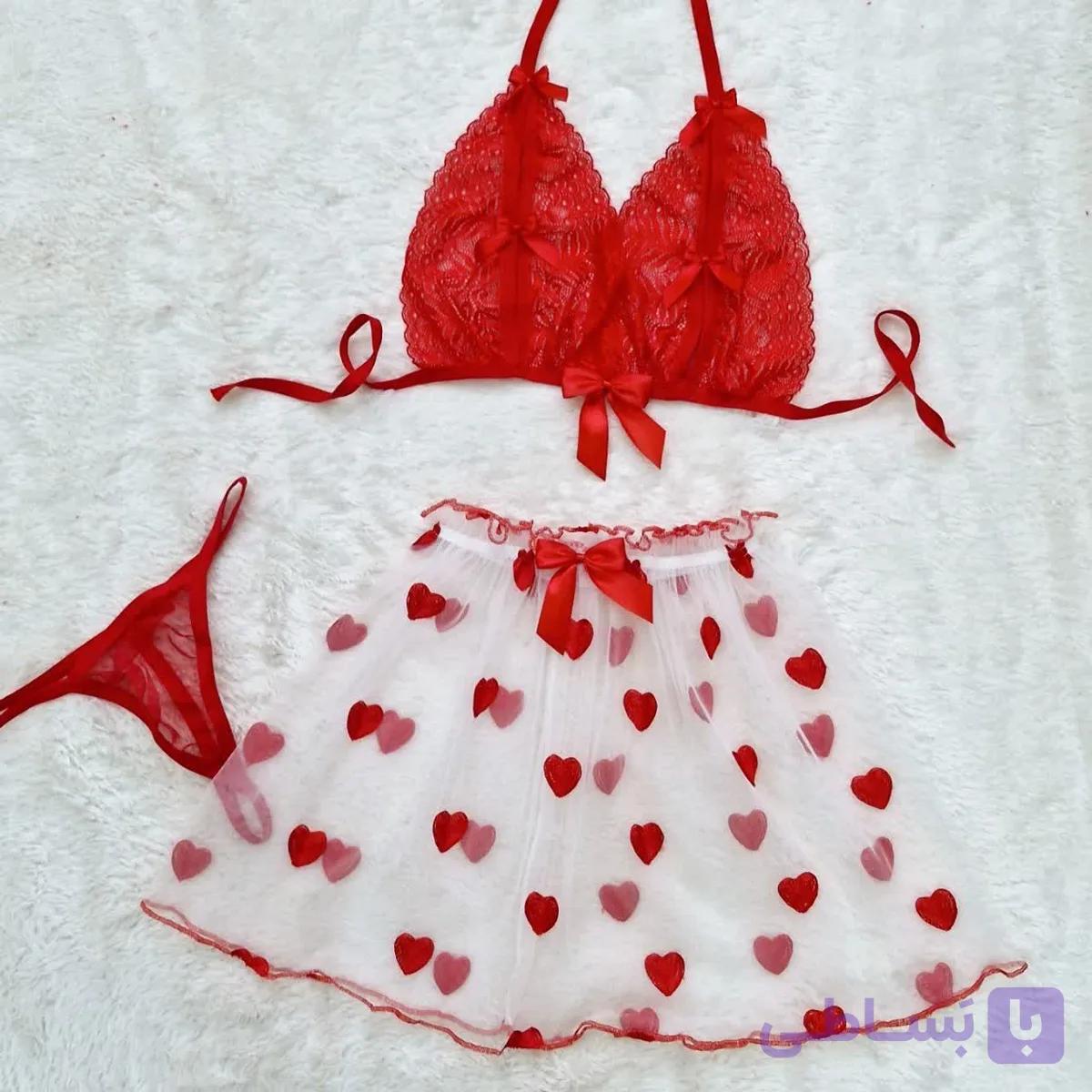 لباس خواب سه تکه قلبی