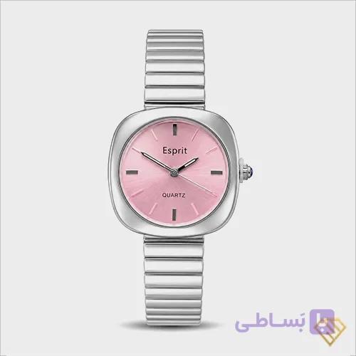ساعت مچی زنانه بند فلزی رادو (RADO)، بند کرکره‌ای استیل با رنگ نقره‌ای، صفحه صورتی — تصویر 1