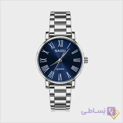 ساعت مچی زنانه مینیمال نایدو سرمه ای | بند و بدنه استیل نقره ای، کیفیت استاندارد — تصویر 1