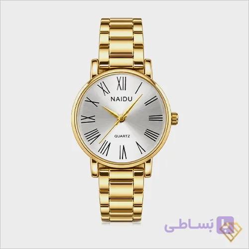 ساعت مچی زنانه مینیمال نایدو طلایی | بند و بدنه استیل، صفحه نقره ای، کیفیت استاندارد — تصویر 1
