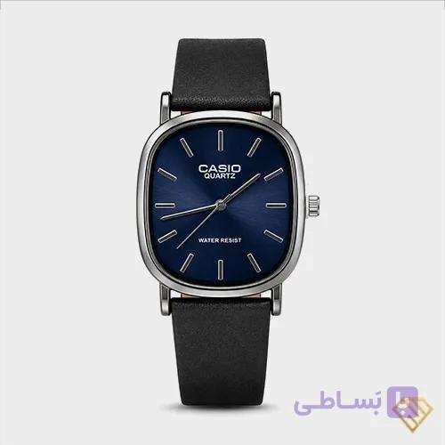 ساعت مچی مردانه کاسیو ۳۲۹۸ | بند چرم صنعتی، صفحه مشکی، کیفیت کپی — تصویر 1