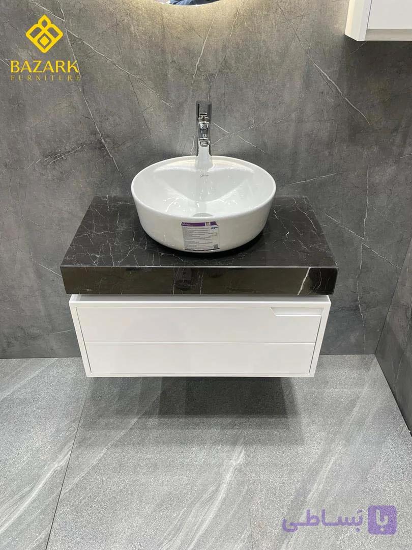 روشویی سنگی خاص به همراه کابینت مدل فلت — تصویر 1