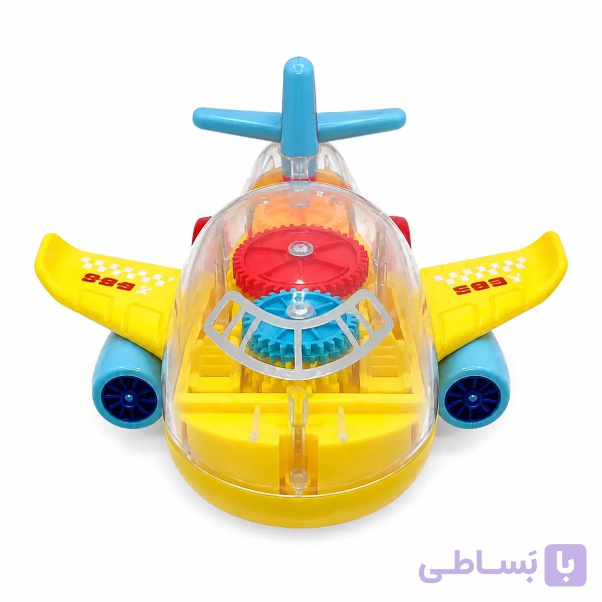 هواپیمای چرخ‌دنده‌ای موزیکال و چراغ‌دار کودک اسباب‌بازی حرکتی و آموزشی — تصویر 1