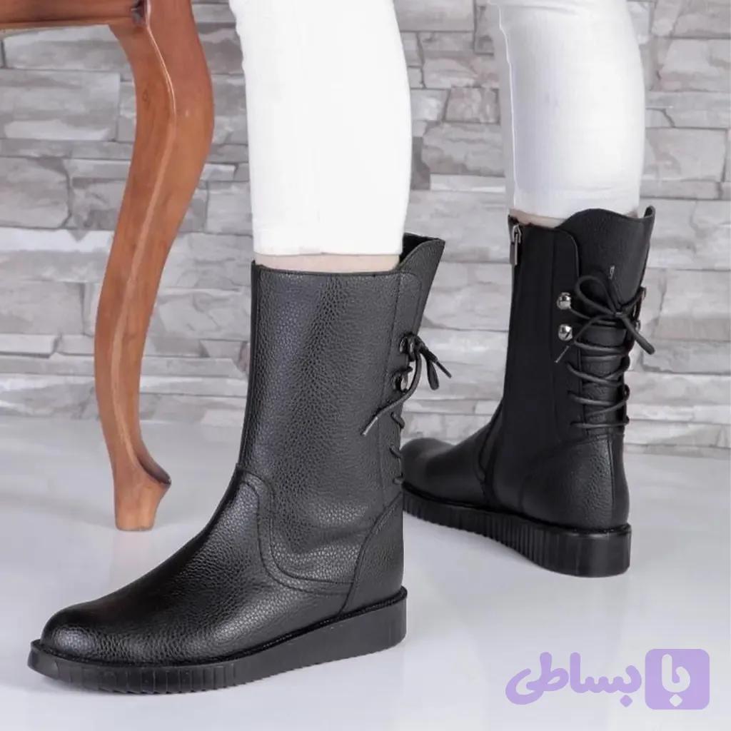 نیم بوت زنانه طبی چرم فلوتر زیره PU وارداتی کد 1133