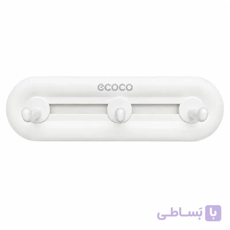 قلاب آویز سه شاخه متحرک چسبی ecoco رنگ سفید