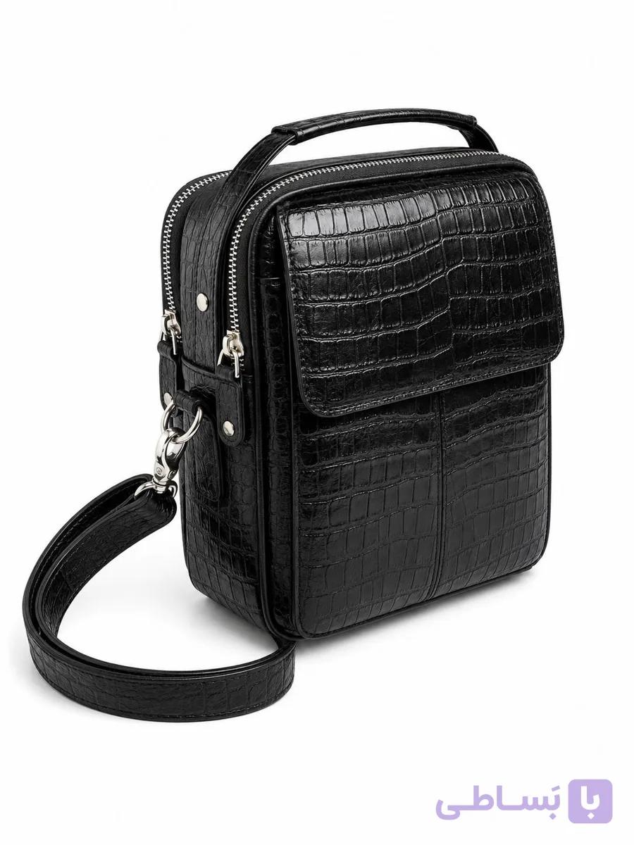 کیف رودوشی و دستی دوزیپ  چرم طبیعی/croco23 — تصویر 1