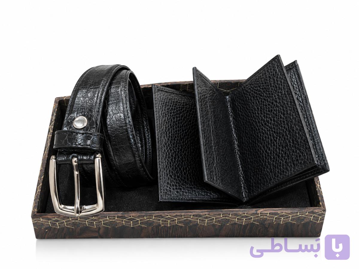ست زنانه کمربند و جاکارتی تمام چرم طبیعی /folo — تصویر 1