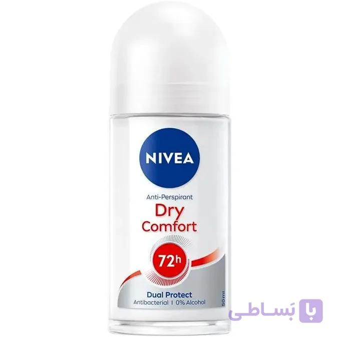 مام رول ضد تعریق زنانه نیوا مدل Dry Comfort 72H Dual Protect حجم ۵۰ میلی لیتر  اصل آلمان
