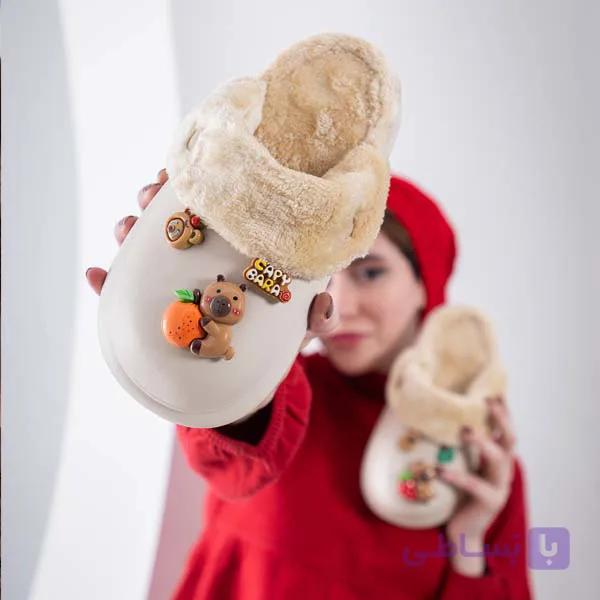 دمپایی زنانه مدل کریسمس استیکردار