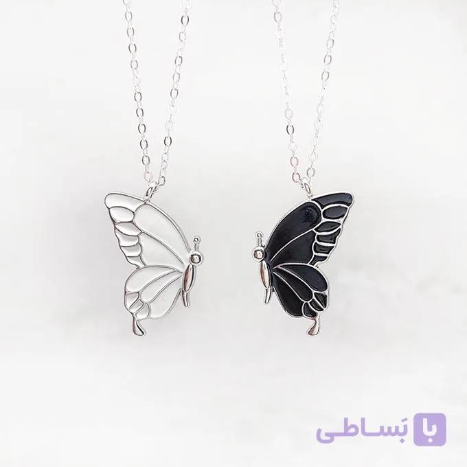 گردنبند ست پروانه زنجیر استیل کد68