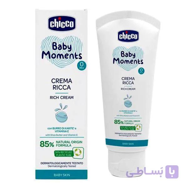 کرم مرطوب کننده پوست کودک چیکو chicco حجم ۱۰۰ میل ۸۵% ارگانیک