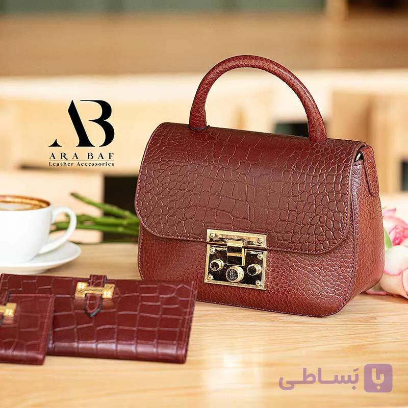 کیف درب دار چرم طبیعی مدل: AB-W-3026