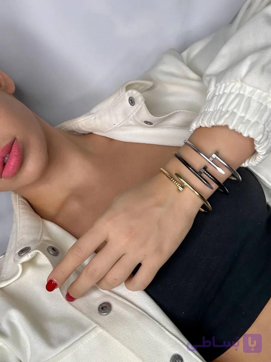 دستبند زنانه مدل میخی ،دستبند استیل زنانه ،دستبند زنانه شیک و جدید کد ۴۳۵۴۰