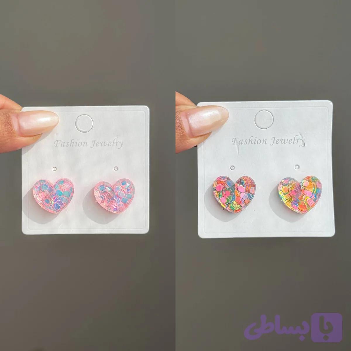 گوشواره قلب رنگی (کد TU8P3)