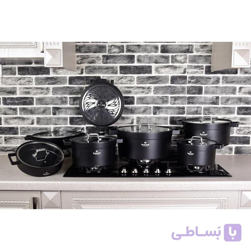 سرویس قابلمه راکلند تمیس سری جدید آلمانی درجه یک 21پارچه با تابه مرغ و ماهی(مشکی)