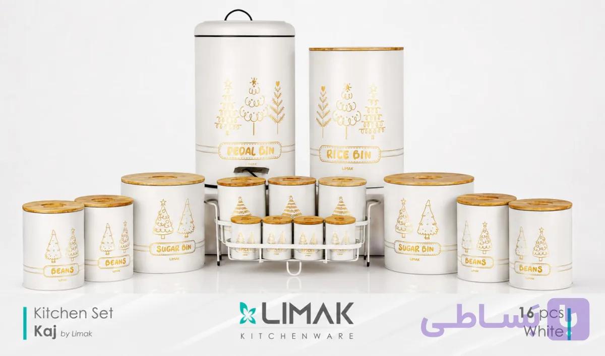 سرویس آشپزخانه درب چوب(اورانوس) لیماک درجه یک 16 پارچه چوب رابر ضد آب (طرح کاج)