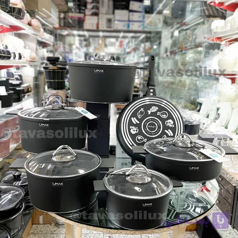 سرویس قابلمه لیماک سری آلمانی درجه یک14پارچه چدن گرانیت پوشش داخلی صددرصد نچسب جشنواره فروش