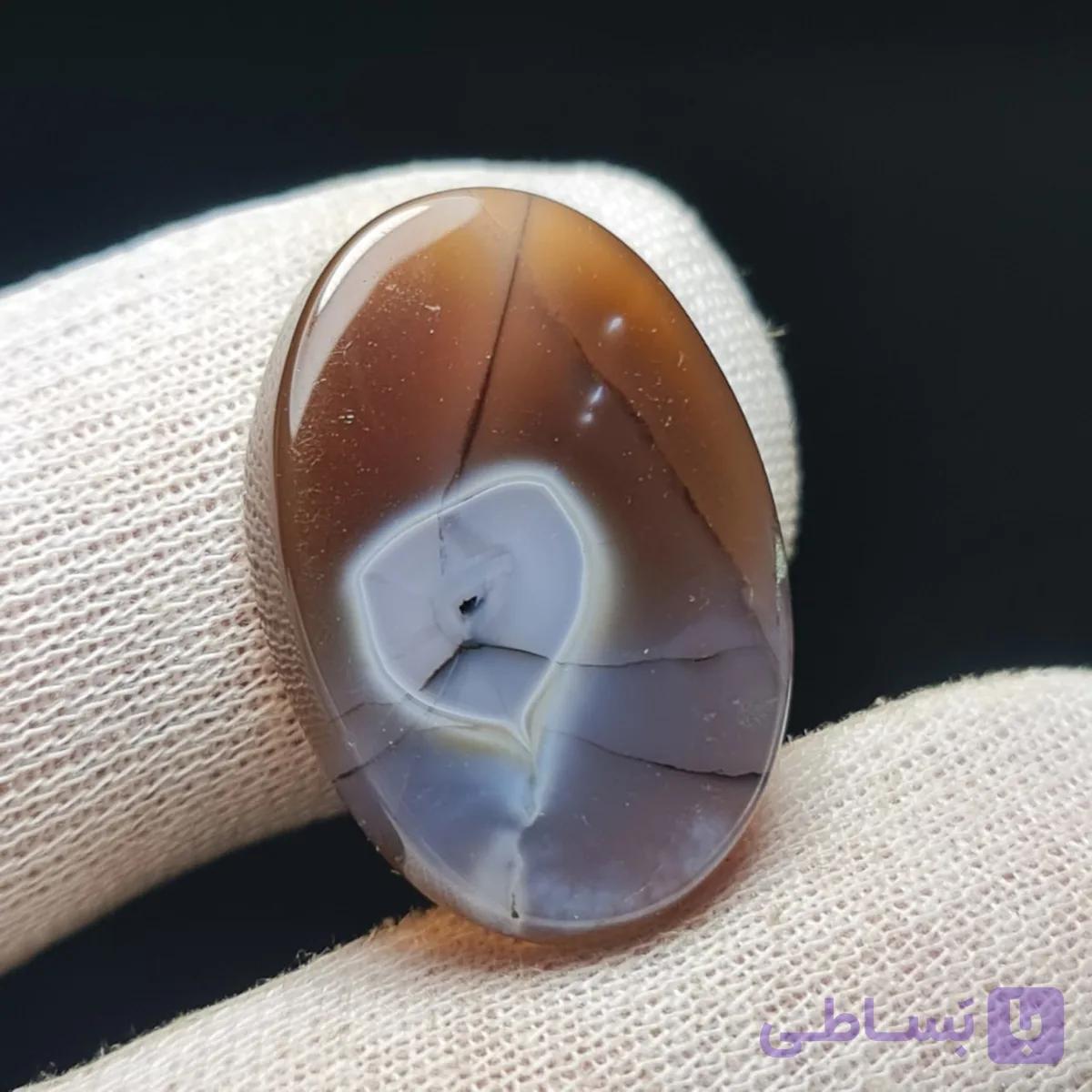 نگین سنگ طبیعی عقیق جزع معدنی خراسانی طرح خاص کد 30190