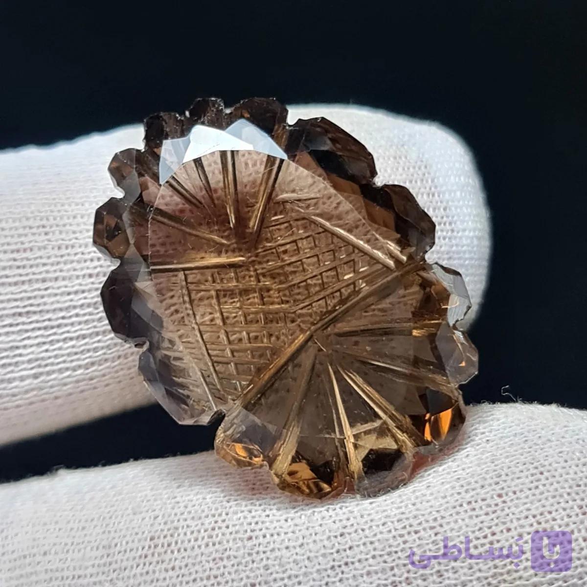 نگین درشت کلکسیونی سنگ طبیعی کوارتز دودی معدنی وزن ۵۳ قیراط کد 30157