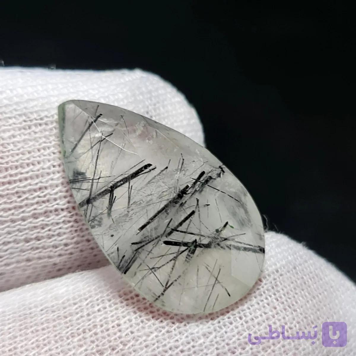 نگین سنگ کوارتز رتایل معدنی برزیلی وزن ۱۵/۳۵ قیراط کد 29559