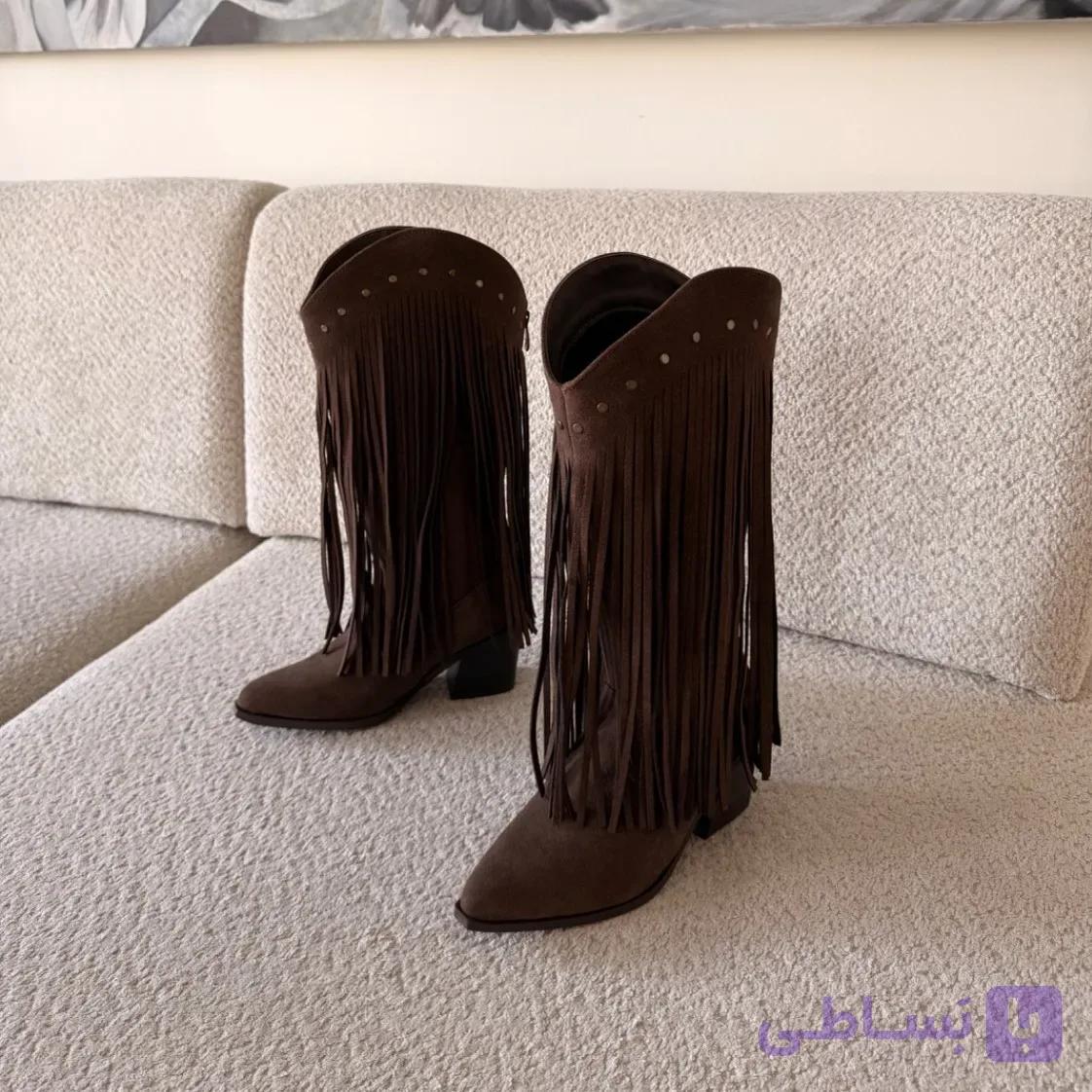بوت بلند چکمه زنانه مدل کابوی — تصویر 1