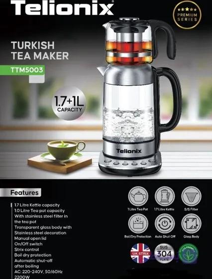 چای ساز تلیونیکس مدل TTM5003 ظرفیت ۱.۷ لیتر با کتری پیرکس
