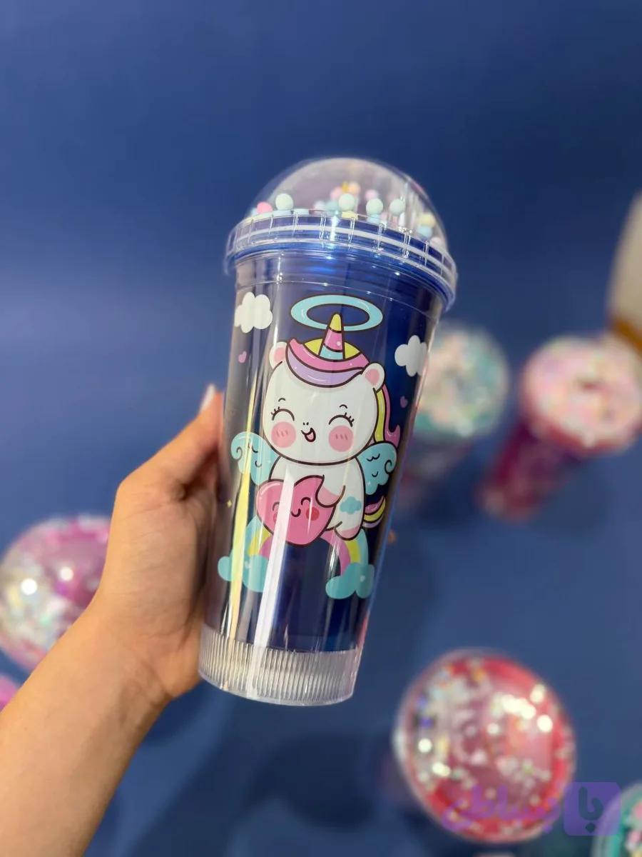 ماگ اسموتی چراغ دار دوجداره LED | نی نشکن و درب آب بندی — تصویر 1