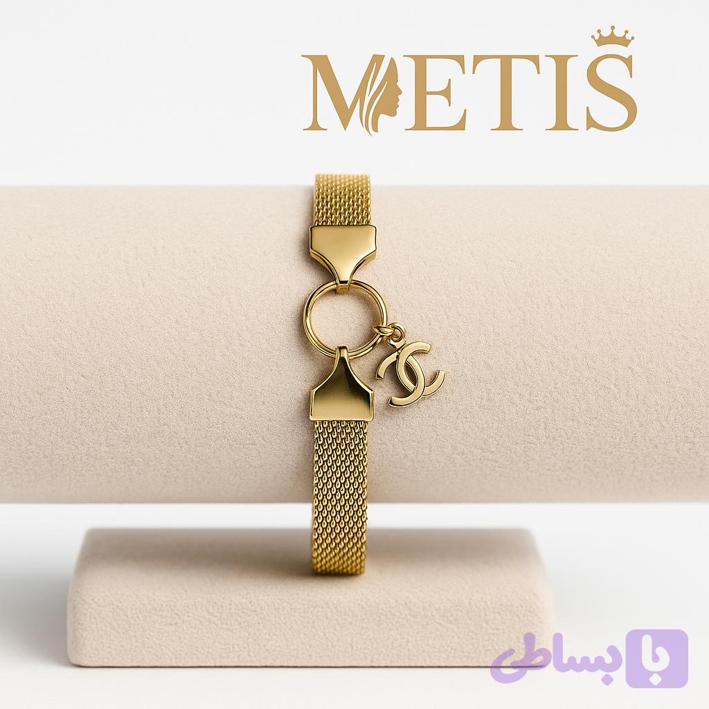 دستبند شنل حصیری طرح طلا کد 4