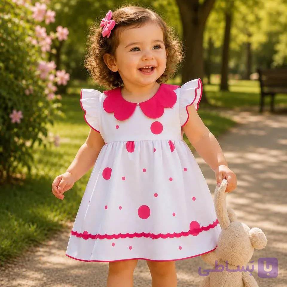 پیراهن نوزادی دخترانه مدل بهارک سرخابی (پردیس) — تصویر 1