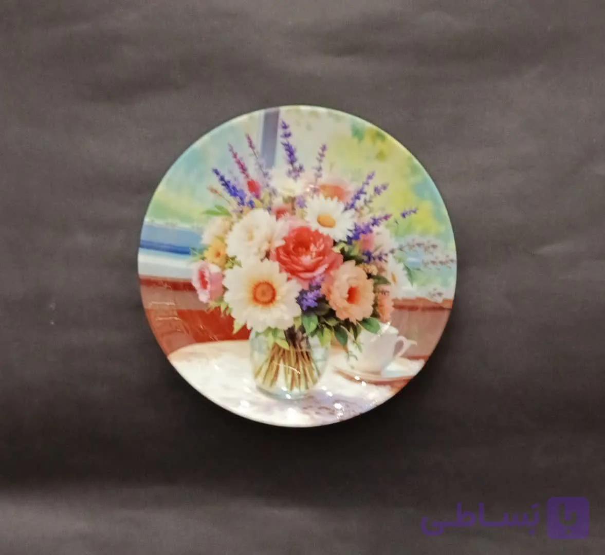 خرید و قیمت بشقاب سرامیکی دیوارکوب/ طرح دسته گل/ دکور هنری و لوکس دیواری/ قطر 21