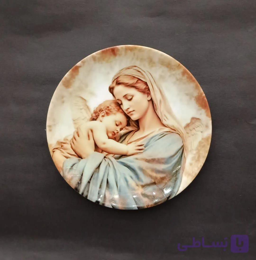 خرید و قیمت بشقاب سرامیکی دیوارکوب/ طرح مادر و کودک/ دکور هنری و لوکس دیواری/ قطر 21