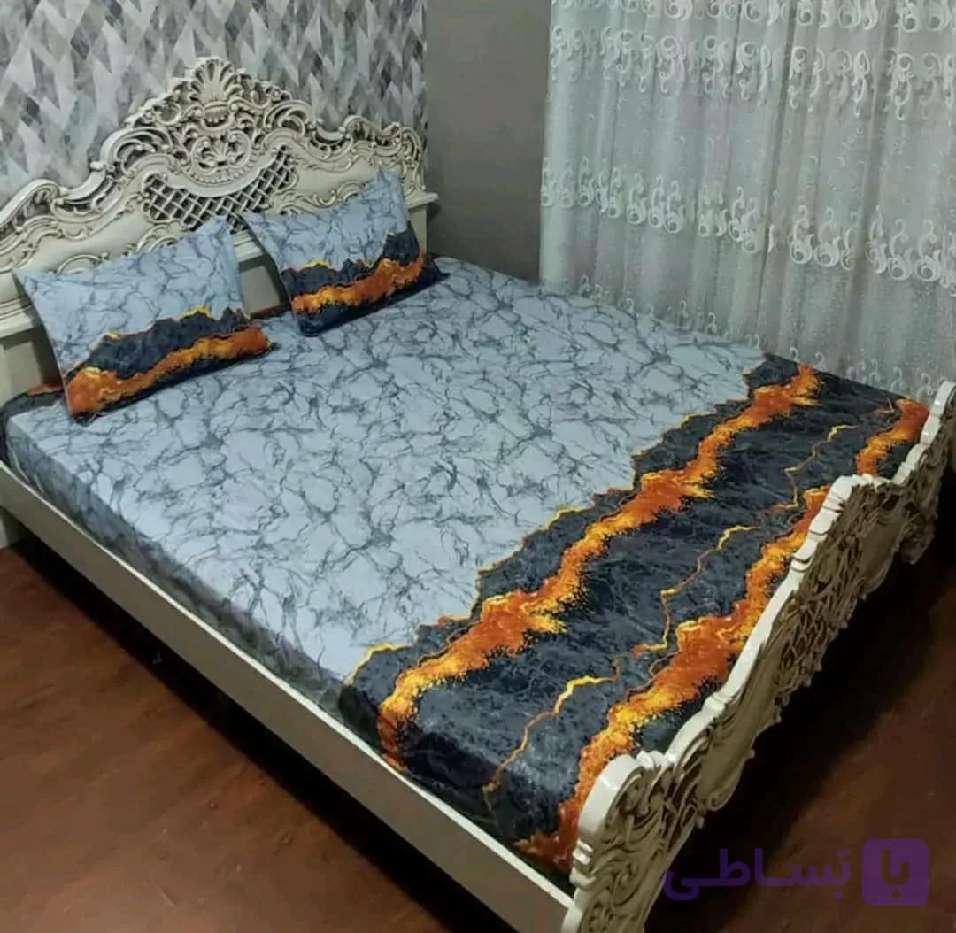 کاور تخت کش دوزی شده طرح شنی برند خوشنام هگمتان کد 004