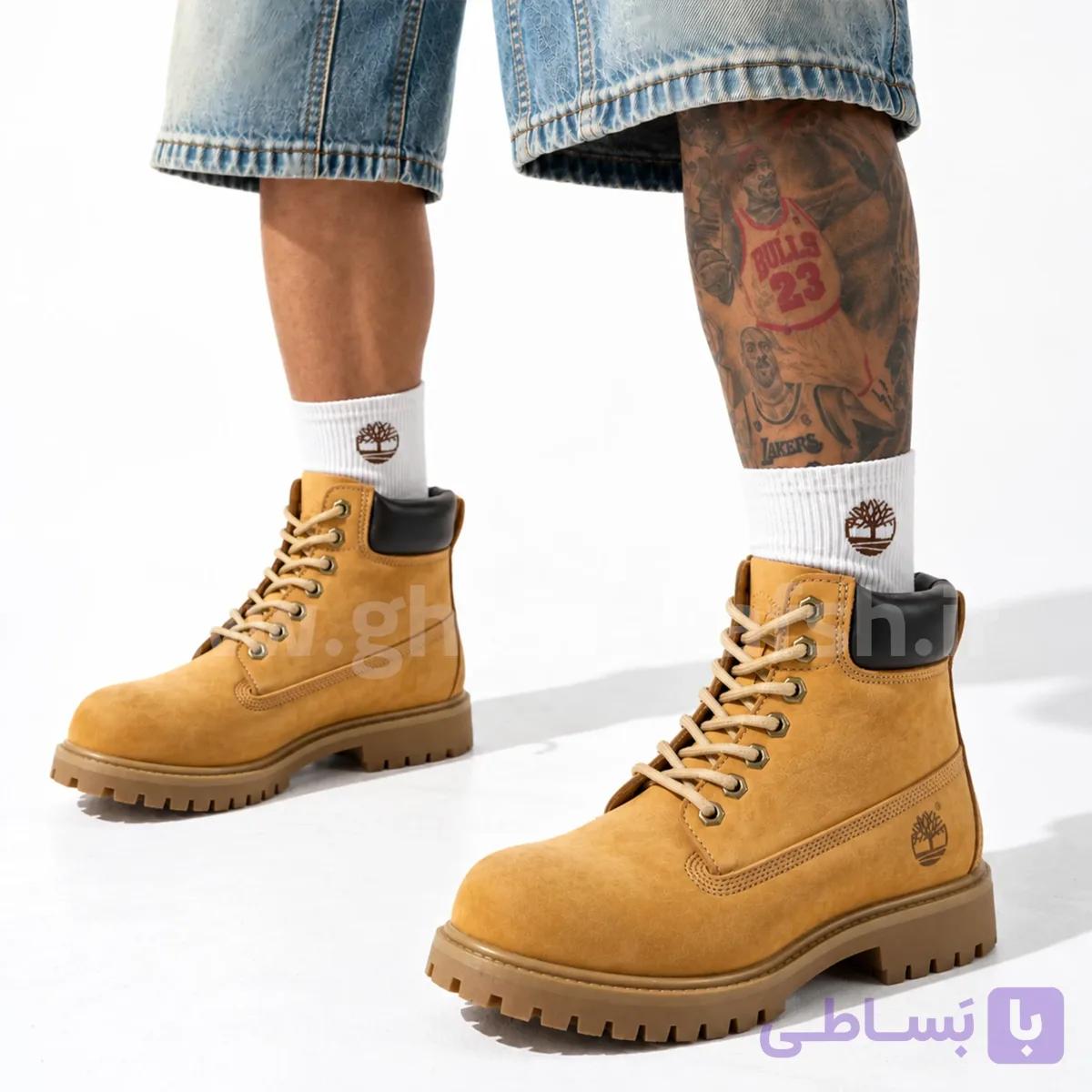 بوت تیمبرلند Timberland مردانه چرم طبیعی رنگ موزی زیر کرپ کد 2882 — تصویر 1