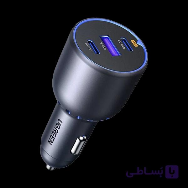 شارژر فندکی 75 وات با دو پورت USB-C و یک پورت USB-A یوگرین مدل EC703 کد 35024 — تصویر 1
