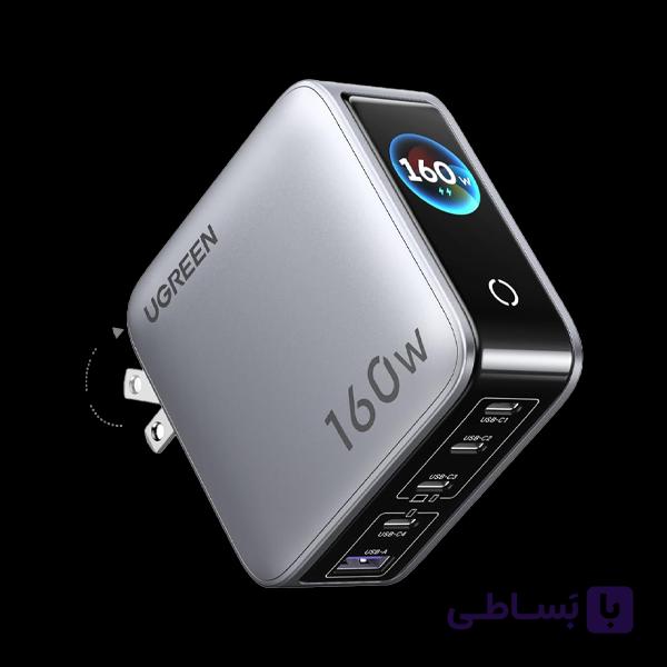 شارژر دیواری 160 وات با چهار پورت USB-C و یک پورت USB-A یوگرین مدل X774 کد 65638B — تصویر 1