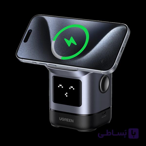 شارژر بی سیم آدمکی 2 در 1 مغناطیسی 15 وات QI2 یک پورت یوگرین مدل W709 کد 45775 — تصویر 1