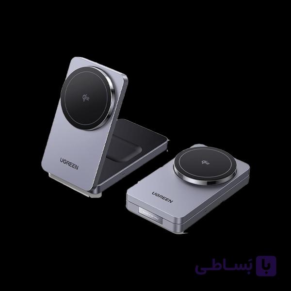 شارژر 2 در 1 بی سیم 15 وات MagFlow Qi2 یوگرین مدل W706 کد 45023 — تصویر 1