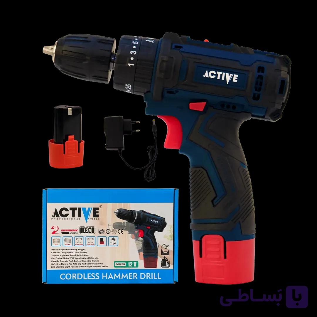 دریل پیچ گوشتی شارژی 12 ولت چکشی اکتیو مدل AC-3222 — تصویر 1