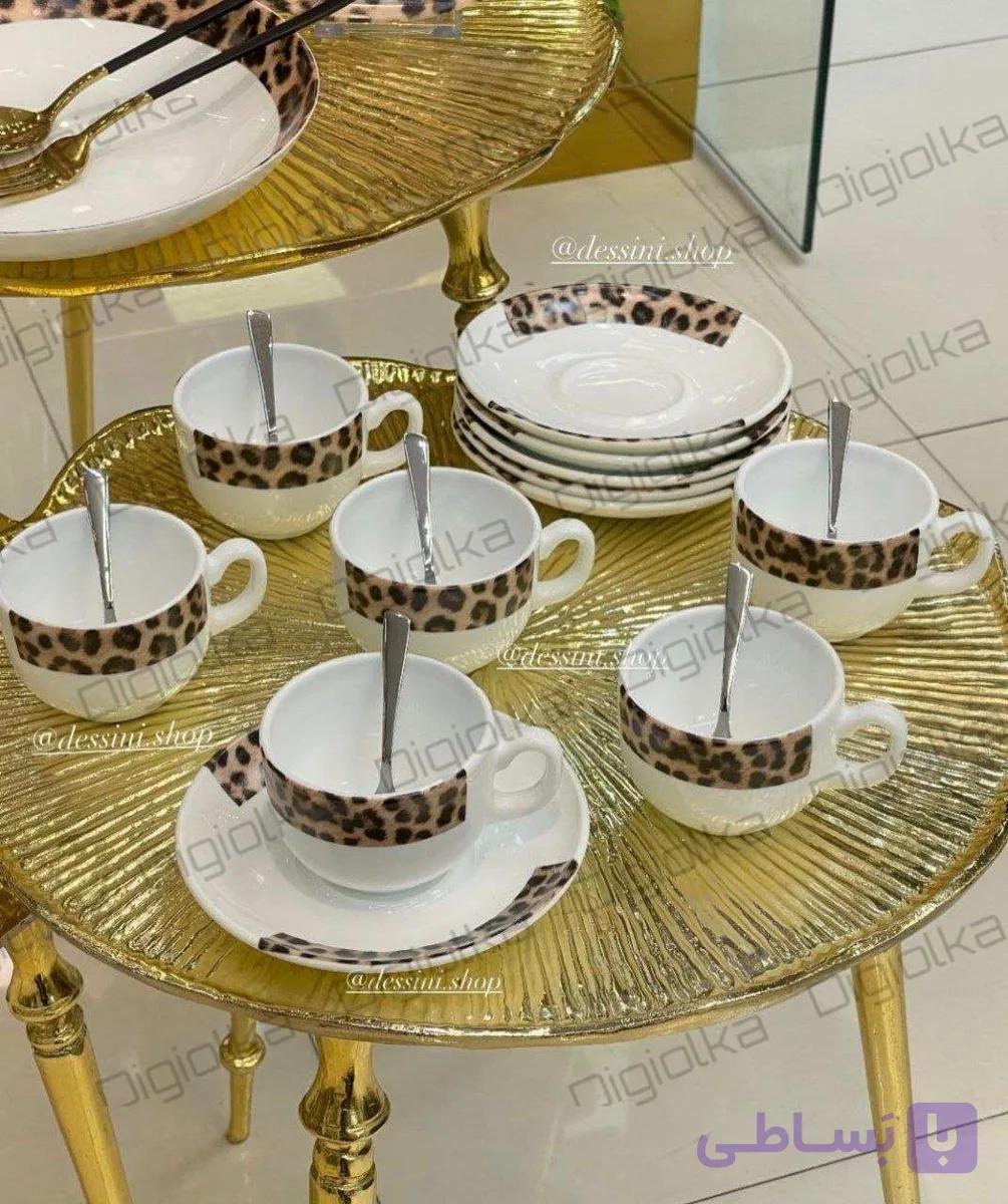 ست فنجان و نعلبکی ۶ نفره طرح پلنگی