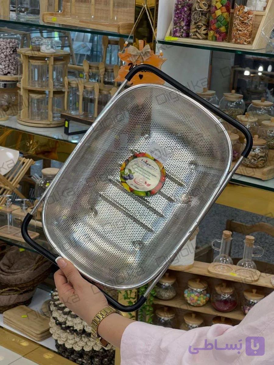 آبکش استیل وارداتی روی سینکی تاشو