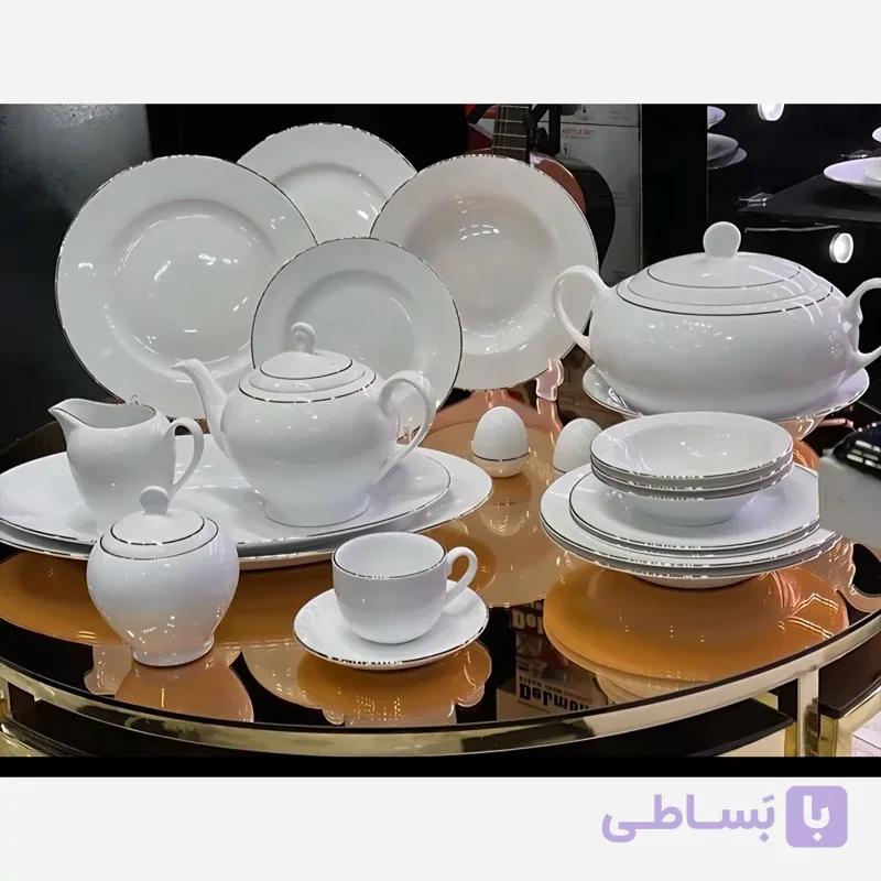 سرویس چینی 76 زرین لب نقره ای یاسمن چینی زرین