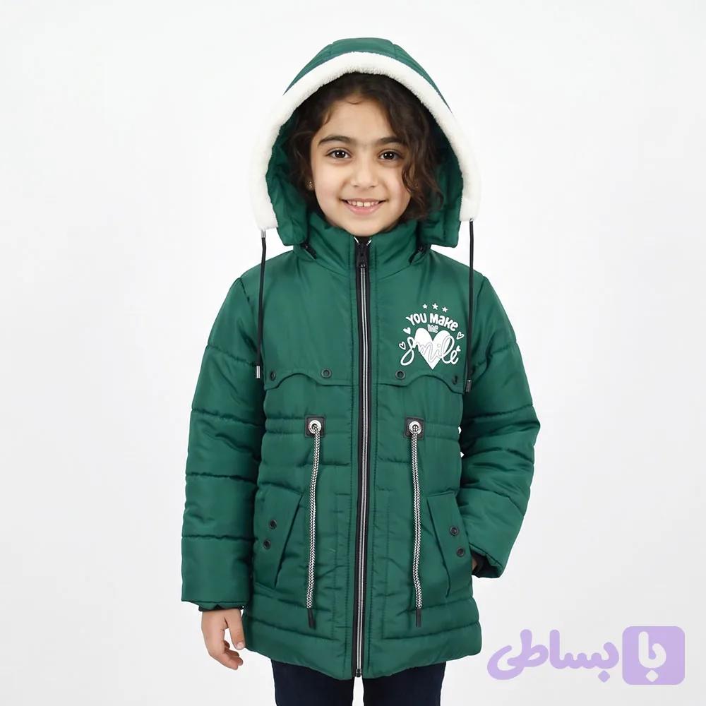 کاپشن دخترانه قلبی سبز کد 12076 — تصویر 1