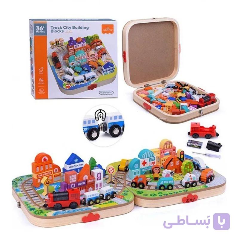 اسباب بازی چوبی شهرسازی و قطار مدل Track City Building Blocks — تصویر 1