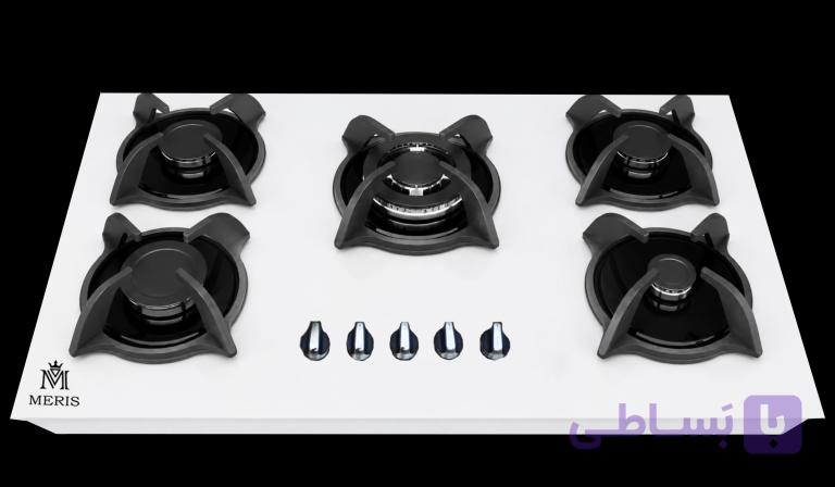 اجاق گاز صفحه‌ای شیشه‌ای 5 شعله مریس مدل MG50w (سفید)