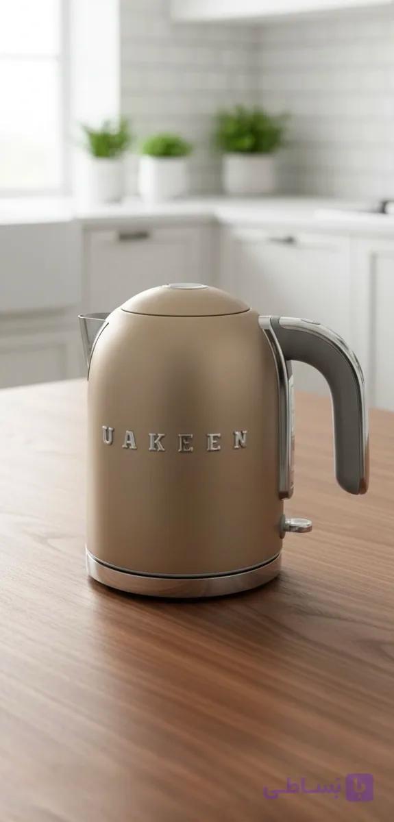 کتری برقی UAKEEN | طراحی لوکس طلایی شامپاینی