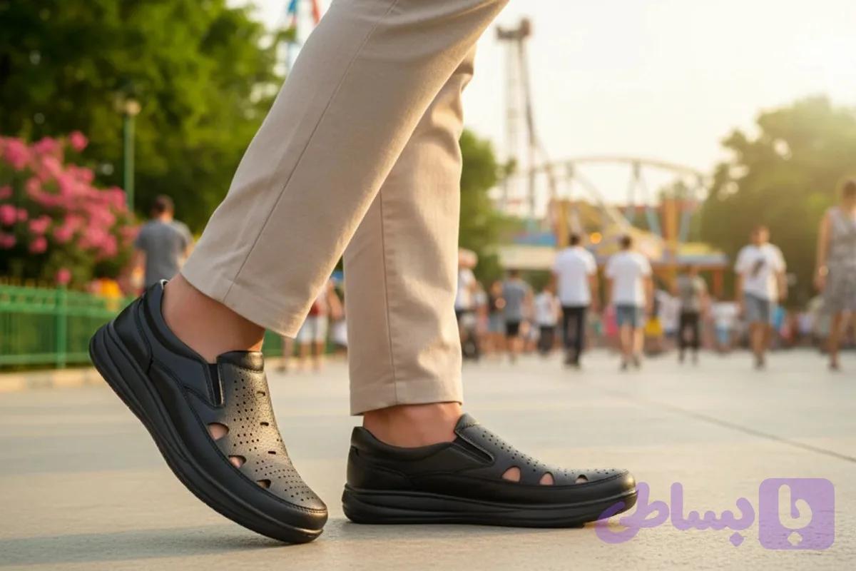 کفش چرم تابستانی مردانه کار تبریز — تصویر 1
