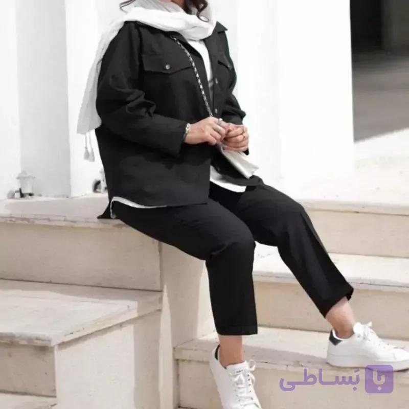 ست مانتو و شلوار جنس کتان کش فری سایز 38تا 46
